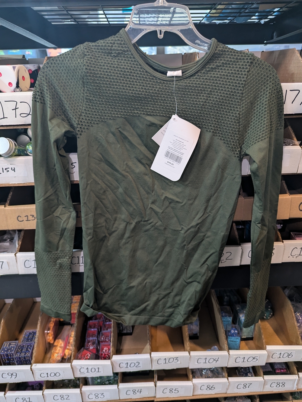 Fabletics Olive Green Long-Sleeve Seam Detail Top | XS